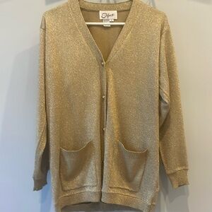 Very vintage shimmering gold ladies sweater cardigan medium